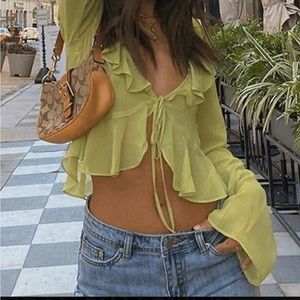 Tie Front Chiffon Flutter Top